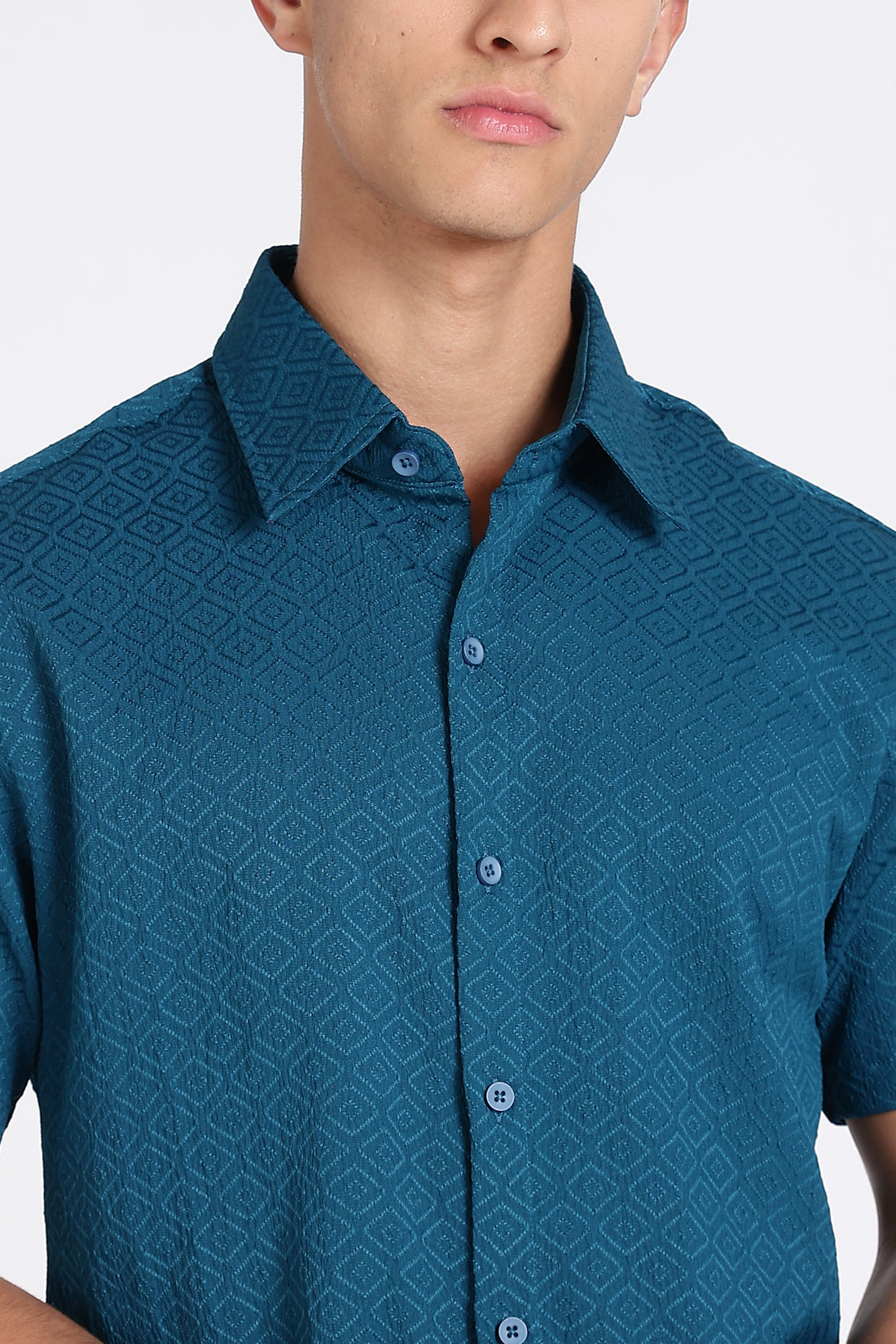 Textured Weave Blue Shirt