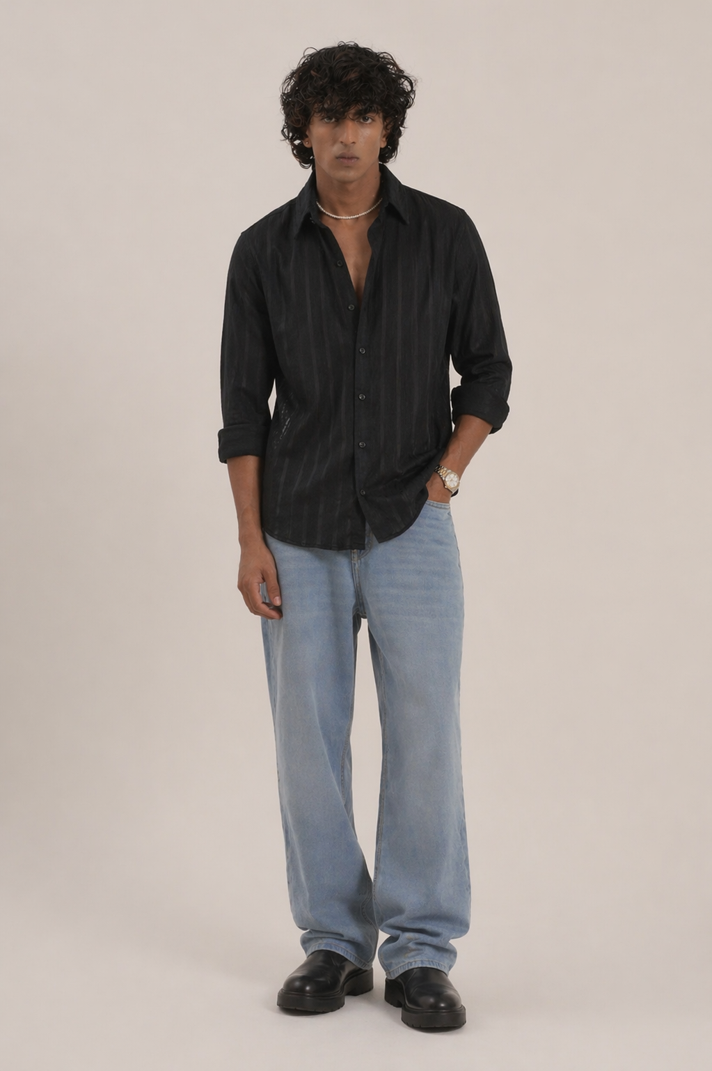Black Regular Collar Shirt
